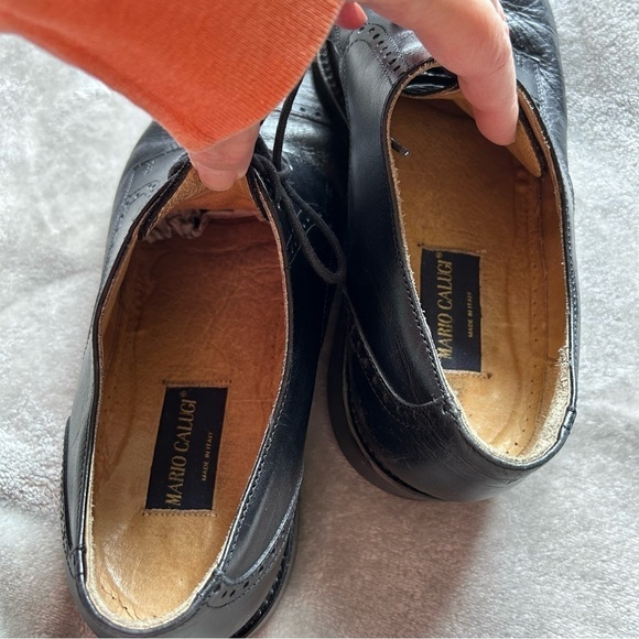 MARIO CALUGI Men’s Dress Shoes 10M Black Made in Italy Leather Dressy Oxfords - Picture 9 of 12